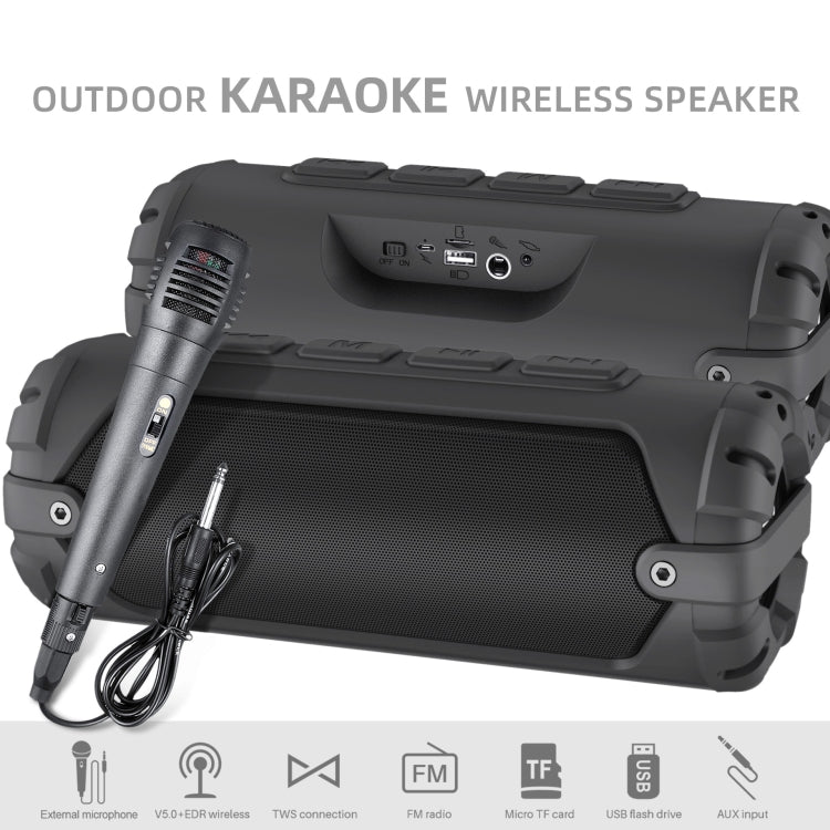 New Rixing NR-6013M Bluetooth 5.0 Portable Outdoor Karaoke Wireless Bluetooth Speaker with Microphone & Shoulder Strap(Red) - Desktop Speaker by NewRixing | Online Shopping South Africa | PMC Jewellery | Buy Now Pay Later Mobicred