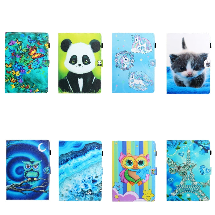 10 inch Universal Colored Drawing Horizontal Flip PU Leather Case with Holder & Card Slot(Blue White cat) - 10 - 11 inch by PMC TechLife | Online Shopping South Africa | PMC TechLife | Buy Now Pay Later Mobicred