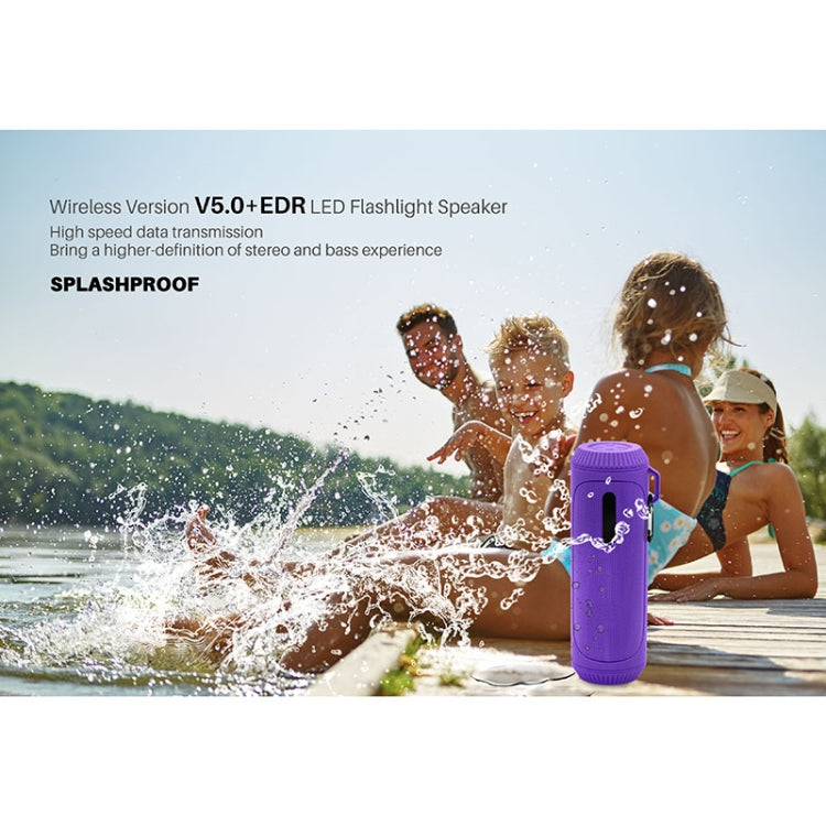 NewRixing NR-4016A TWS Outdoor Splashproof Bluetooth Speaker with Carabiner Handle & SOS Flashlight(Purple) - Desktop Speaker by NewRixing | Online Shopping South Africa | PMC Jewellery | Buy Now Pay Later Mobicred