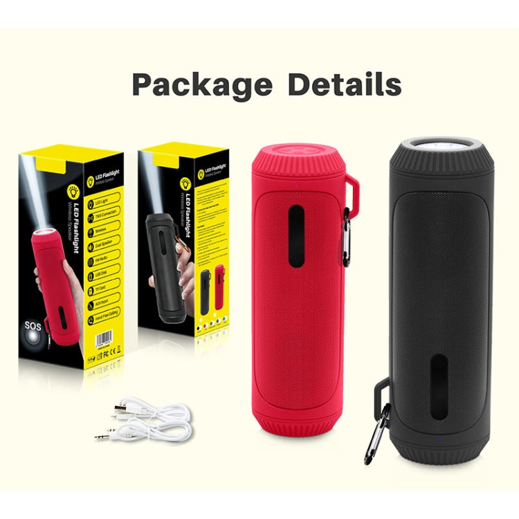 NewRixing NR-4016A TWS Outdoor Splashproof Bluetooth Speaker with Carabiner Handle & SOS Flashlight(Green) - Desktop Speaker by NewRixing | Online Shopping South Africa | PMC Jewellery | Buy Now Pay Later Mobicred