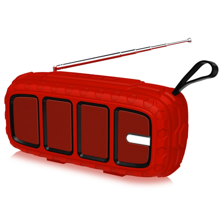 NewRixing NR-5018FM Outdoor Portable Bluetooth Speaker with Antenna, Support Hands-free Call / TF Card / FM / U Disk(Red+Black) - Desktop Speaker by NewRixing | Online Shopping South Africa | PMC Jewellery | Buy Now Pay Later Mobicred