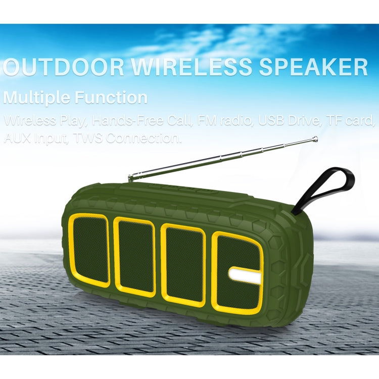 NewRixing NR-5018FM Outdoor Portable Bluetooth Speaker with Antenna, Support Hands-free Call / TF Card / FM / U Disk(Green+Yellow) - Desktop Speaker by NewRixing | Online Shopping South Africa | PMC Jewellery | Buy Now Pay Later Mobicred