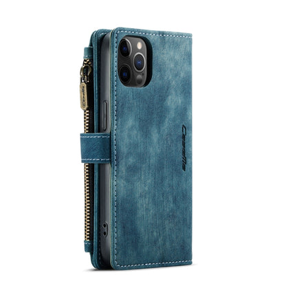 For iPhone 12 / 12 Pro CaseMe-C30 PU + TPU Multifunctional Horizontal Flip Leather Case with Holder & Card Slot & Wallet & Zipper Pocket(Blue) - iPhone 12 / 12 Pro Cases by CaseMe | Online Shopping South Africa | PMC Jewellery | Buy Now Pay Later Mobicred