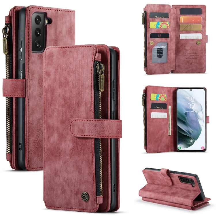 For Samsung Galaxy S21+ 5G CaseMe-C30 PU + TPU Multifunctional Horizontal Flip Leather Case with Holder & Card Slot & Wallet & Zipper Pocket(Red) - Galaxy S21+ 5G Cases by CaseMe | Online Shopping South Africa | PMC Jewellery | Buy Now Pay Later Mobicred