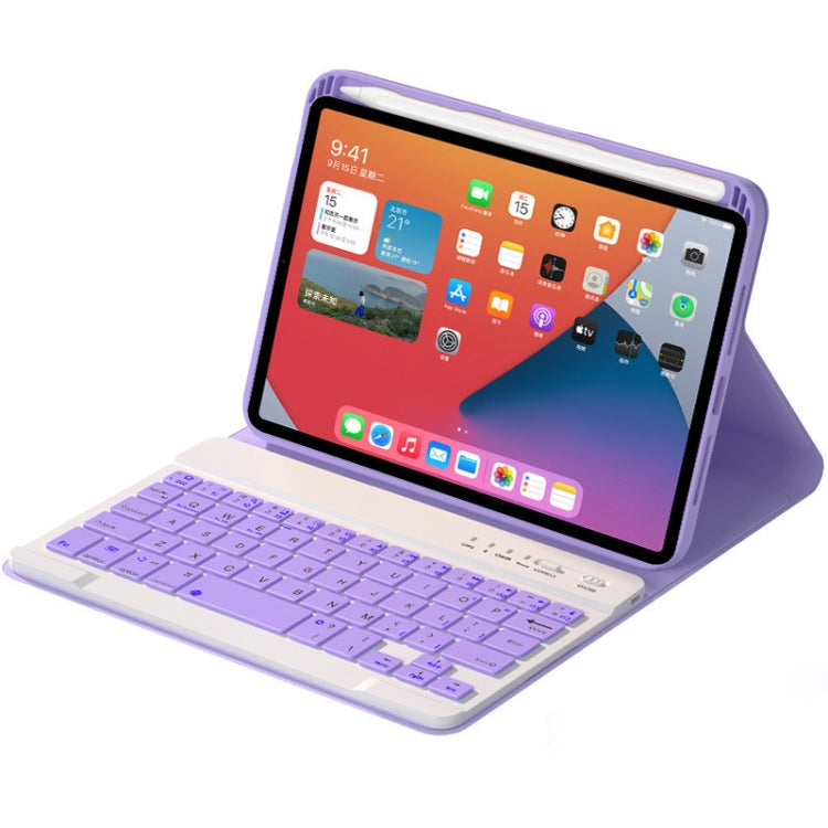 HK006 Square Keys Detachable Bluetooth Keyboard Leather Tablet Case with Holder for iPad mini 6(Light Purple) - For iPad mini by PMC Jewellery | Online Shopping South Africa | PMC Jewellery