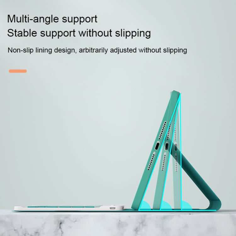 HK006 Square Keys Detachable Bluetooth Keyboard Leather Tablet Case with Holder for iPad mini 6(Dark Green) - free shipping - PMC TechLife - Order now!