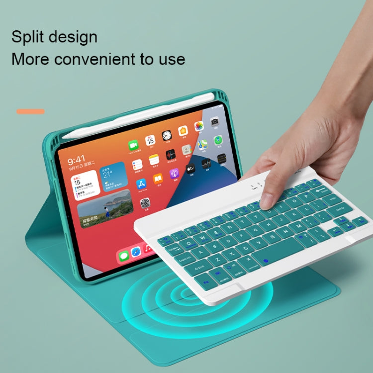 HK006 Square Keys Detachable Bluetooth Keyboard Leather Tablet Case with Holder for iPad mini 6(Dark Green) - For iPad mini by PMC Jewellery | Online Shopping South Africa | PMC Jewellery