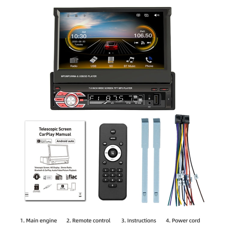 9601C HD 7 inch Universal Car Manually Retractable Screen MP5 Player with Carplay, Support FM & Bluetooth & TF Card - Car MP3 & MP4 & MP5 by PMC Jewellery | Online Shopping South Africa | PMC Jewellery