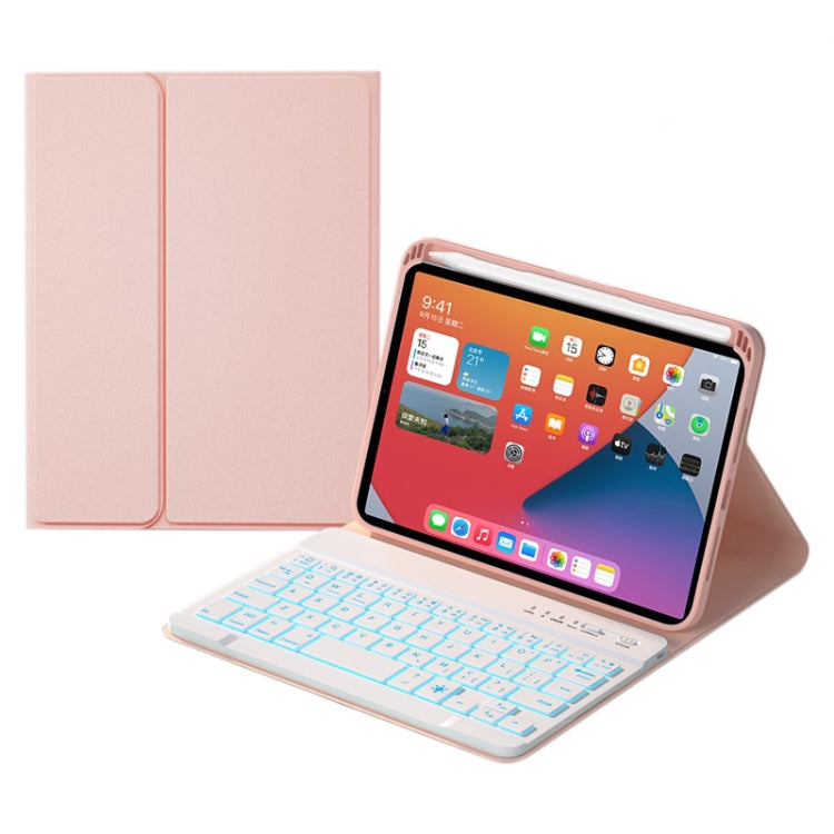 HK006D Square Keys Detachable Bluetooth Solid Color Keyboard Leather Tablet Case with Colorful Backlight & Holder for iPad mini 6(Pink) - For iPad mini by PMC Jewellery | Online Shopping South Africa | PMC Jewellery