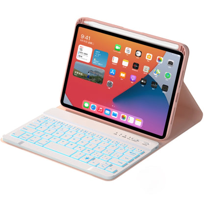 HK006D Square Keys Detachable Bluetooth Solid Color Keyboard Leather Tablet Case with Colorful Backlight & Holder for iPad mini 6(Pink) - For iPad mini by PMC Jewellery | Online Shopping South Africa | PMC Jewellery