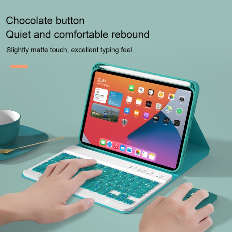 HK006D Square Keys Detachable Bluetooth Solid Color Keyboard Leather Tablet Case with Colorful Backlight & Holder for iPad mini 6(Mint Green) - For iPad mini by PMC Jewellery | Online Shopping South Africa | PMC Jewellery