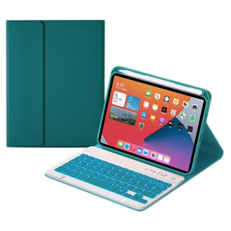 HK006D Square Keys Detachable Bluetooth Candy Color Keyboard Leather Tablet Case with Colorful Backlight & Holder for iPad mini 6(Dark Green) - For iPad mini by PMC Jewellery | Online Shopping South Africa | PMC Jewellery