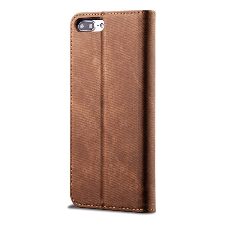 For iPhone 7 Plus / 8 Plus Denim Texture Casual Style Horizontal Flip Leather Case with Holder & Card Slots & Wallet(Brown) - More iPhone Cases by PMC Jewellery | Online Shopping South Africa | PMC Jewellery