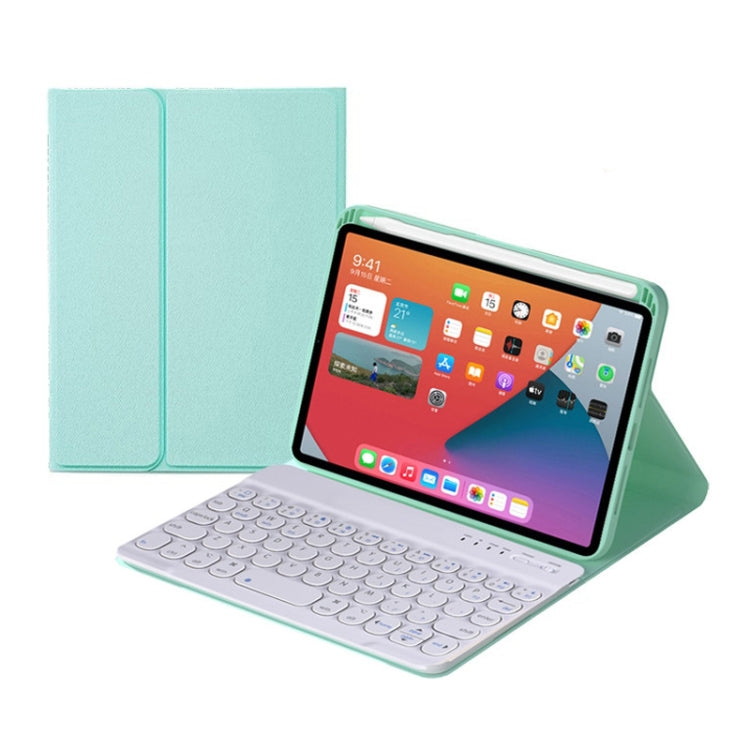 HY006 Round Keys Detachable Bluetooth Keyboard Leather Tablet Case with Holder for iPad mini 6(Mint Green) - For iPad mini by PMC Jewellery | Online Shopping South Africa | PMC Jewellery