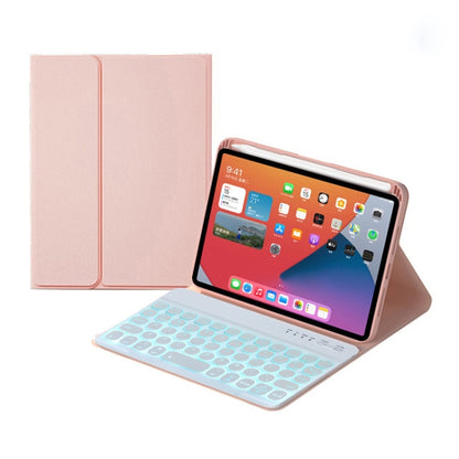 HY006D Round Keys Detachable Bluetooth Keyboard Leather Tablet Case with Colorful Backlight & Holder for iPad mini 6(Pink) - For iPad mini by PMC Jewellery | Online Shopping South Africa | PMC Jewellery