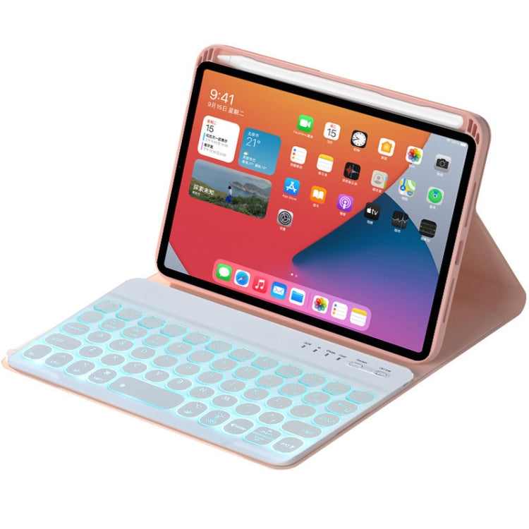 HY006D Round Keys Detachable Bluetooth Keyboard Leather Tablet Case with Colorful Backlight & Holder for iPad mini 6(Pink) - For iPad mini by PMC Jewellery | Online Shopping South Africa | PMC Jewellery