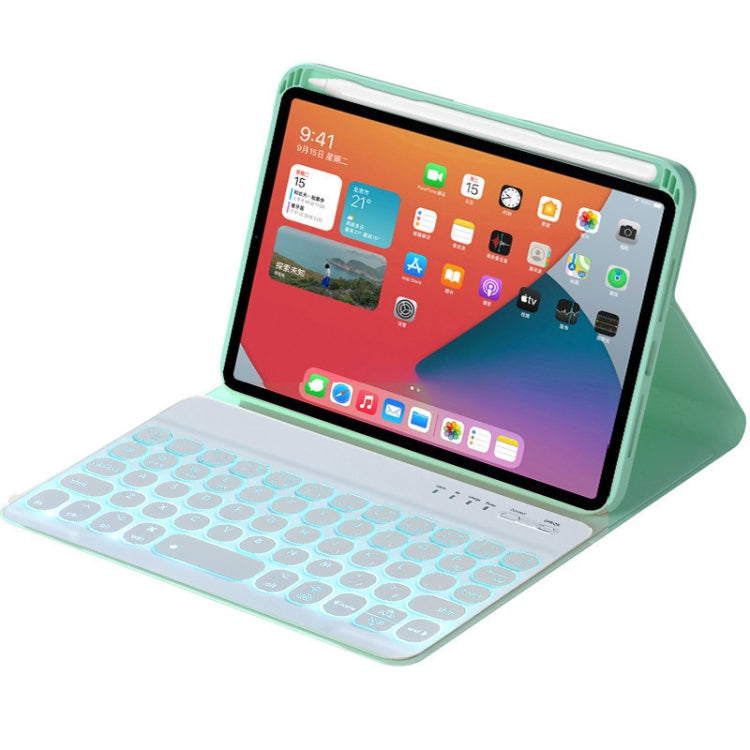 HY006D Round Keys Detachable Bluetooth Keyboard Leather Tablet Case with Colorful Backlight & Holder for iPad mini 6(Mint Green) - For iPad mini by PMC Jewellery | Online Shopping South Africa | PMC Jewellery