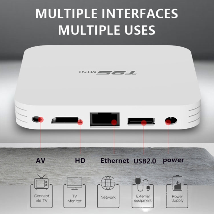 T95MINI 4K HD Network TV Set Top Box, Android 10.0, Allwinner H313 Quad Core 64-bit Cortex-A53, 1GB + 8GB, Support 2.4G WiFi, HDMI, AV, LAN, USB 2.0, EU Plug - Allwinner H3 by PMC Jewellery | Online Shopping South Africa | PMC Jewellery | Buy Now Pay Later Mobicred