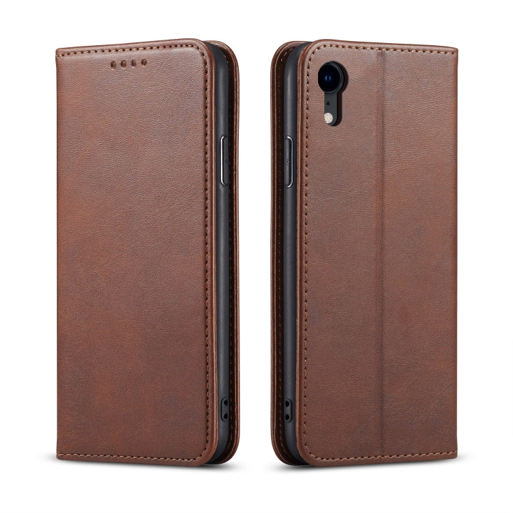 For iPhone XR Calf Texture Magnetic Horizontal Flip Leather Case with Holder & Card Slots & Wallet(Brown) - More iPhone Cases by PMC Jewellery | Online Shopping South Africa | PMC Jewellery