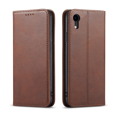 For iPhone XR Calf Texture Magnetic Horizontal Flip Leather Case with Holder & Card Slots & Wallet(Brown) - More iPhone Cases by PMC Jewellery | Online Shopping South Africa | PMC Jewellery