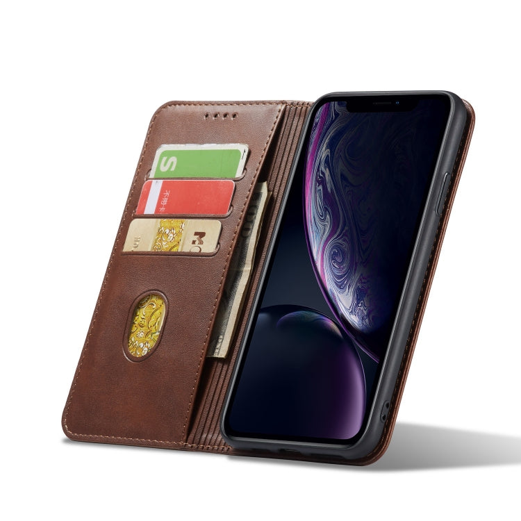 For iPhone XR Calf Texture Magnetic Horizontal Flip Leather Case with Holder & Card Slots & Wallet(Brown) - More iPhone Cases by PMC Jewellery | Online Shopping South Africa | PMC Jewellery