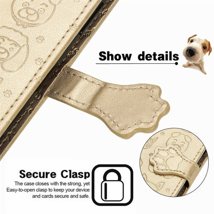 For Blackview A100 Lovely Cat and Dog Embossing Pattern Horizontal Flip Leather Case , with Holder & Card Slots & Wallet & Cartoon Clasp & Lanyard(Gold) - More Brand by PMC Jewellery | Online Shopping South Africa | PMC Jewellery | Buy Now Pay Later Mobicred