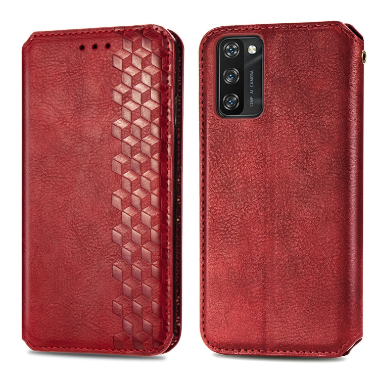 For Blackview A100 Cubic Grid Pressed Horizontal Flip Magnetic PU Leather Case with Holder & Card Slots & Wallet(Red) - More Brand by PMC Jewellery | Online Shopping South Africa | PMC Jewellery