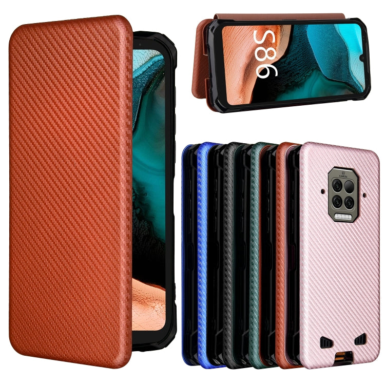 For Doogee S86 / S86 Pro Carbon Fiber Texture Horizontal Flip TPU + PC + PU Leather Case with Card Slot(Brown) - More Brand by PMC Jewellery | Online Shopping South Africa | PMC Jewellery | Buy Now Pay Later Mobicred