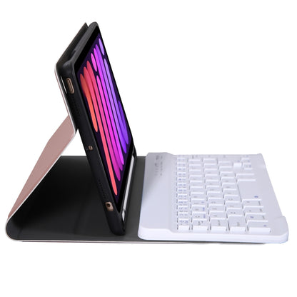 A06B Ultra-thin Detachable Bluetooth Keyboard Leather Tablet Case with Pen Slot & Holder for iPad mini 6(Rose Gold) - For iPad mini by PMC Jewellery | Online Shopping South Africa | PMC Jewellery