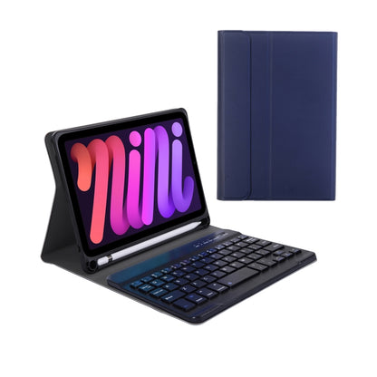 A06B Ultra-thin Detachable Bluetooth Keyboard Leather Tablet Case with Pen Slot & Holder for iPad mini 6(Dark Blue) - For iPad mini by PMC Jewellery | Online Shopping South Africa | PMC Jewellery