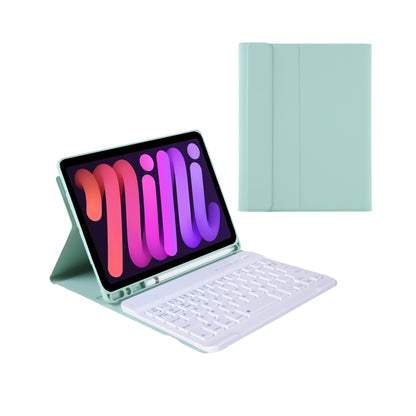 A06B Ultra-thin Detachable Bluetooth Keyboard Leather Tablet Case with Pen Slot & Holder for iPad mini 6(Light Green) - For iPad mini by PMC Jewellery | Online Shopping South Africa | PMC Jewellery