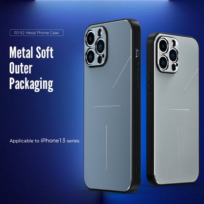 For iPhone 13 R-JUST RJ-52 3-Line Style Metal TPU Shockproof Protective Case(Blue) - iPhone 13 Cases by R-JUST | Online Shopping South Africa | PMC Jewellery | Buy Now Pay Later Mobicred