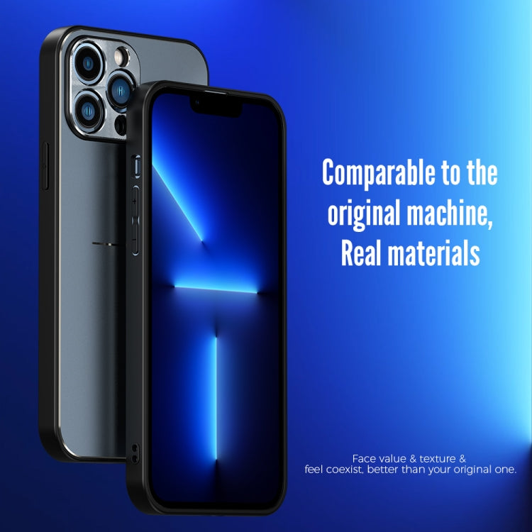 For iPhone 13 R-JUST RJ-52 3-Line Style Metal TPU Shockproof Protective Case(Blue) - iPhone 13 Cases by R-JUST | Online Shopping South Africa | PMC Jewellery | Buy Now Pay Later Mobicred