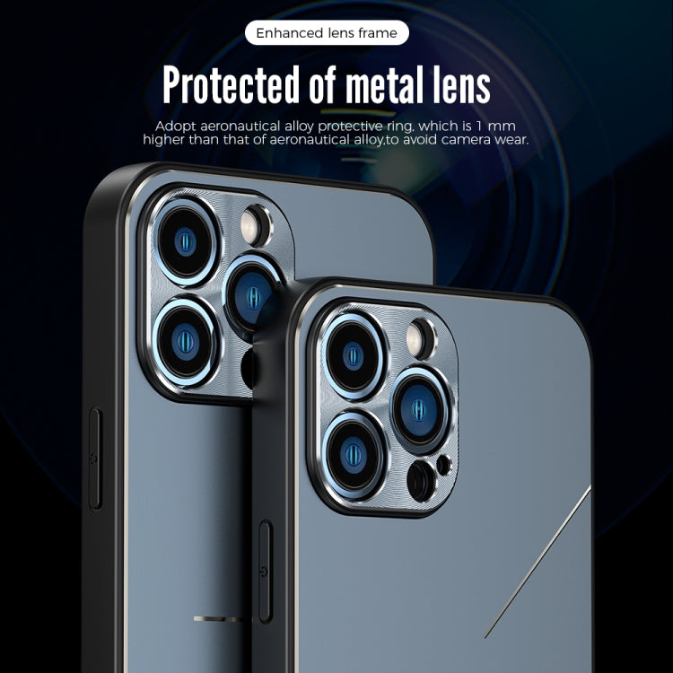 For iPhone 12 R-JUST RJ-52 3-Line Style Metal TPU Shockproof Protective Case(Black) - iPhone 12 / 12 Pro Cases by R-JUST | Online Shopping South Africa | PMC TechLife | Buy Now Pay Later Mobicred