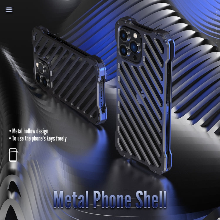 For iPhone 13 Pro R-JUST RJ-50 Hollow Breathable Armor Metal Shockproof Protective Case(Silver Grey) - iPhone 13 Pro Cases by R-JUST | Online Shopping South Africa | PMC Jewellery | Buy Now Pay Later Mobicred