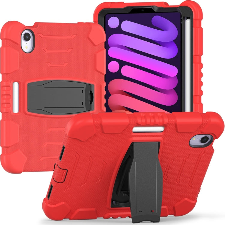 For iPad mini 6 / mini 2024 Tri-Layer Protection Screen Frame Heavy Duty PC Hybrid Silicone Case with Holder(Red+Black) - free shipping - PMC Jewellery - Order now!