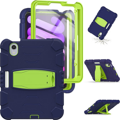 For iPad mini 6 3-Layer Protection Screen Frame + PC + Silicone Shockproof Combination Tablet Case with Holder(NavyBlue+Lime) - iPad mini 6 Cases by PMC Jewellery | Online Shopping South Africa | PMC Jewellery | Buy Now Pay Later Mobicred