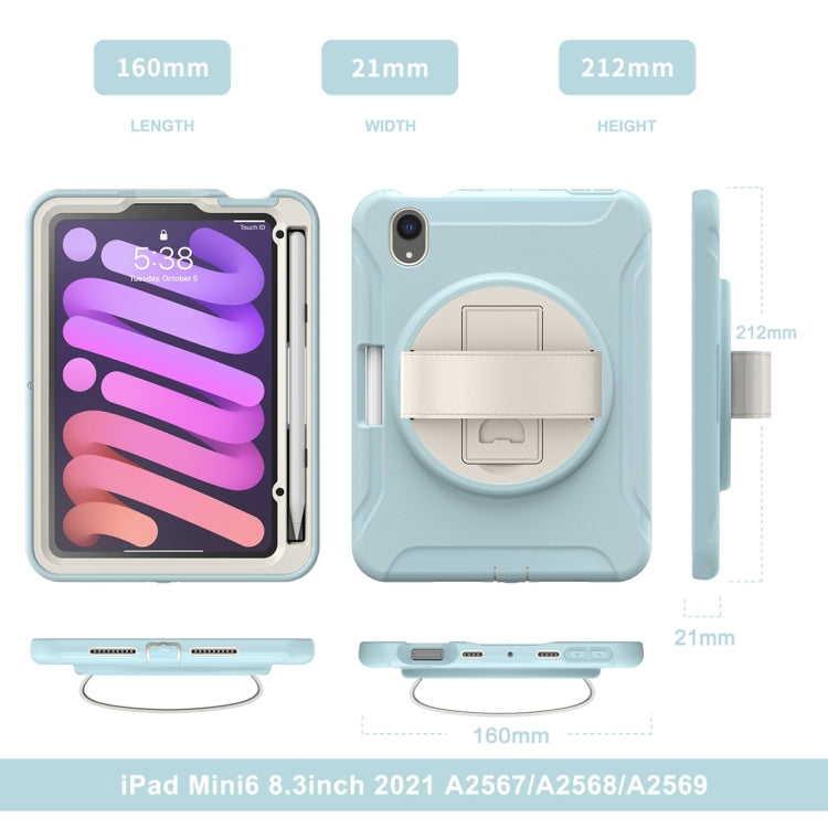 For iPad mini 6 360 Degree Rotation PC + TPU Protective Tablet Case with Holder & Hand-strap(Ice Blue) - iPad mini 6 Cases by PMC Jewellery | Online Shopping South Africa | PMC Jewellery | Buy Now Pay Later Mobicred