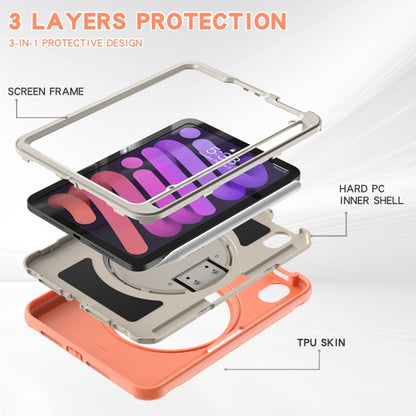 For iPad mini 6 360 Degree Rotation PC + TPU Protective Tablet Case with Holder & Hand-strap(Coral Orange) - iPad mini 6 Cases by PMC Jewellery | Online Shopping South Africa | PMC Jewellery | Buy Now Pay Later Mobicred