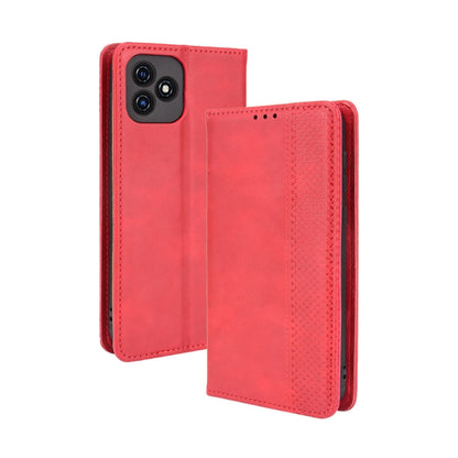 For Blackview Oscal C20 Magnetic Buckle Retro Crazy Horse Texture Horizontal Flip Leather Case with Holder & Card Slots & Photo Frame(Red) - More Brand by PMC Jewellery | Online Shopping South Africa | PMC Jewellery