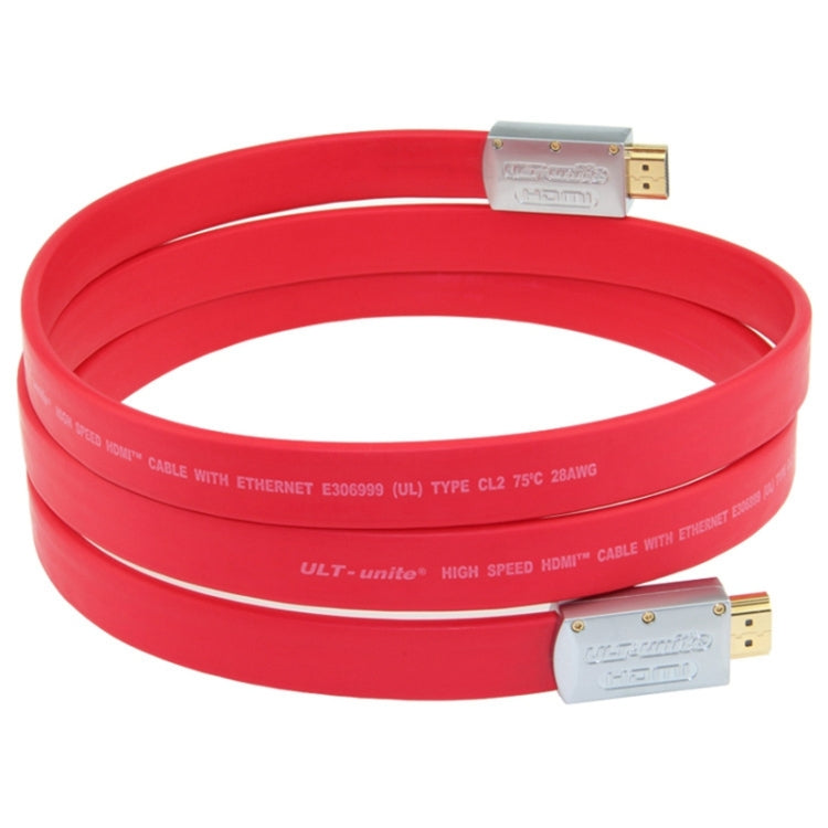 ULT-unite 4K Ultra HD Gold-plated HDMI to HDMI Flat Cable, Cable Length:1m(Red) - Cable by ult-unite | Online Shopping South Africa | PMC Jewellery | Buy Now Pay Later Mobicred