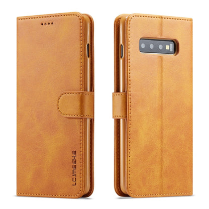 For Galaxy S10 Plus LC.IMEEKE Calf Texture Horizontal Flip Leather Case, with Holder & Card Slots & Wallet(Yellow) - Galaxy Phone Cases by LC.IMEEKE | Online Shopping South Africa | PMC Jewellery