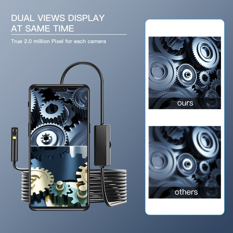 AN100 3 in 1 IP68 Waterproof USB-C / Type-C + Micro USB + USB Dual Cameras Industrial Digital Endoscope with 9 LEDs, Support Android System, Lens Diameter: 5.5mm, Length:5m Hard Cable -  by PMC Jewellery | Online Shopping South Africa | PMC Jewellery | Buy Now Pay Later Mobicred