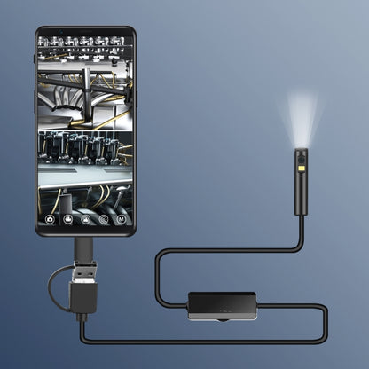 AN100 3 in 1 IP68 Waterproof USB-C / Type-C + Micro USB + USB Dual Cameras Industrial Digital Endoscope with 9 LEDs, Support Android System, Lens Diameter: 8mm, Length:2m Hard Cable -  by PMC Jewellery | Online Shopping South Africa | PMC Jewellery | Buy Now Pay Later Mobicred