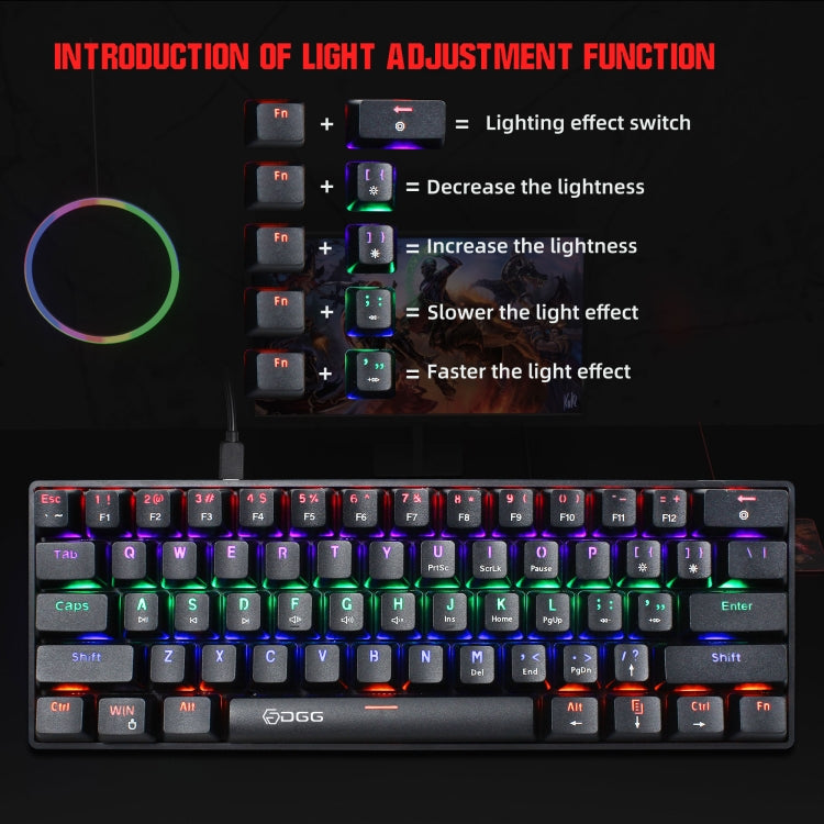 HXSJ V900 61 Keys Cool Lighting Effect Mechanical Wired Keyboard(Black) - Wired Keyboard by HXSJ | Online Shopping South Africa | PMC Jewellery | Buy Now Pay Later Mobicred