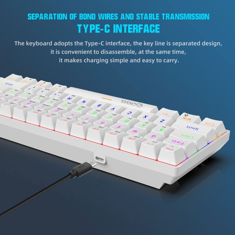 HXSJ V900 61 Keys Cool Lighting Effect Mechanical Wired Keyboard(White) - Wired Keyboard by HXSJ | Online Shopping South Africa | PMC Jewellery | Buy Now Pay Later Mobicred