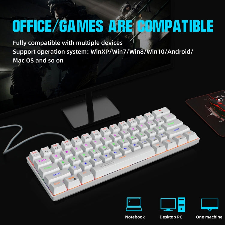 HXSJ V900 61 Keys Cool Lighting Effect Mechanical Wired Keyboard(White) - Wired Keyboard by HXSJ | Online Shopping South Africa | PMC Jewellery | Buy Now Pay Later Mobicred