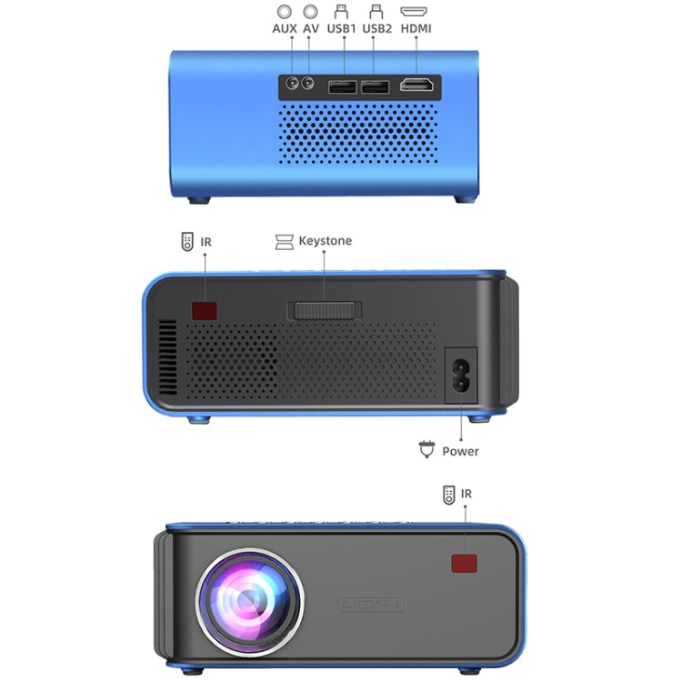 T4 Same Screen Version 1024x600 1200 Lumens Portable Home Theater LCD Projector, Plug Type:UK Plus(Blue) - free shipping - PMC Jewellery - Order now!