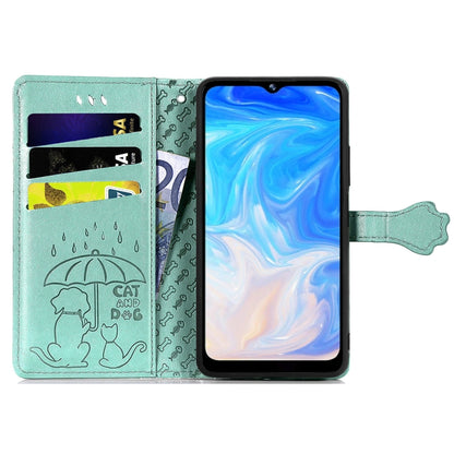 For Doogee N40 Pro Cat and Dog Embossed Horizontal Flip Phone Leather Case with Holder & Card Slot & Wallet & Lanyard(Green) - More Brand by PMC Jewellery | Online Shopping South Africa | PMC Jewellery | Buy Now Pay Later Mobicred