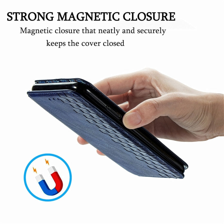 For Doogee N40 Pro Cubic Grid Pressed Horizontal Flip Magnetic Leather Case with Holder & Card Slots & Wallet(Blue) - More Brand by PMC Jewellery | Online Shopping South Africa | PMC Jewellery | Buy Now Pay Later Mobicred